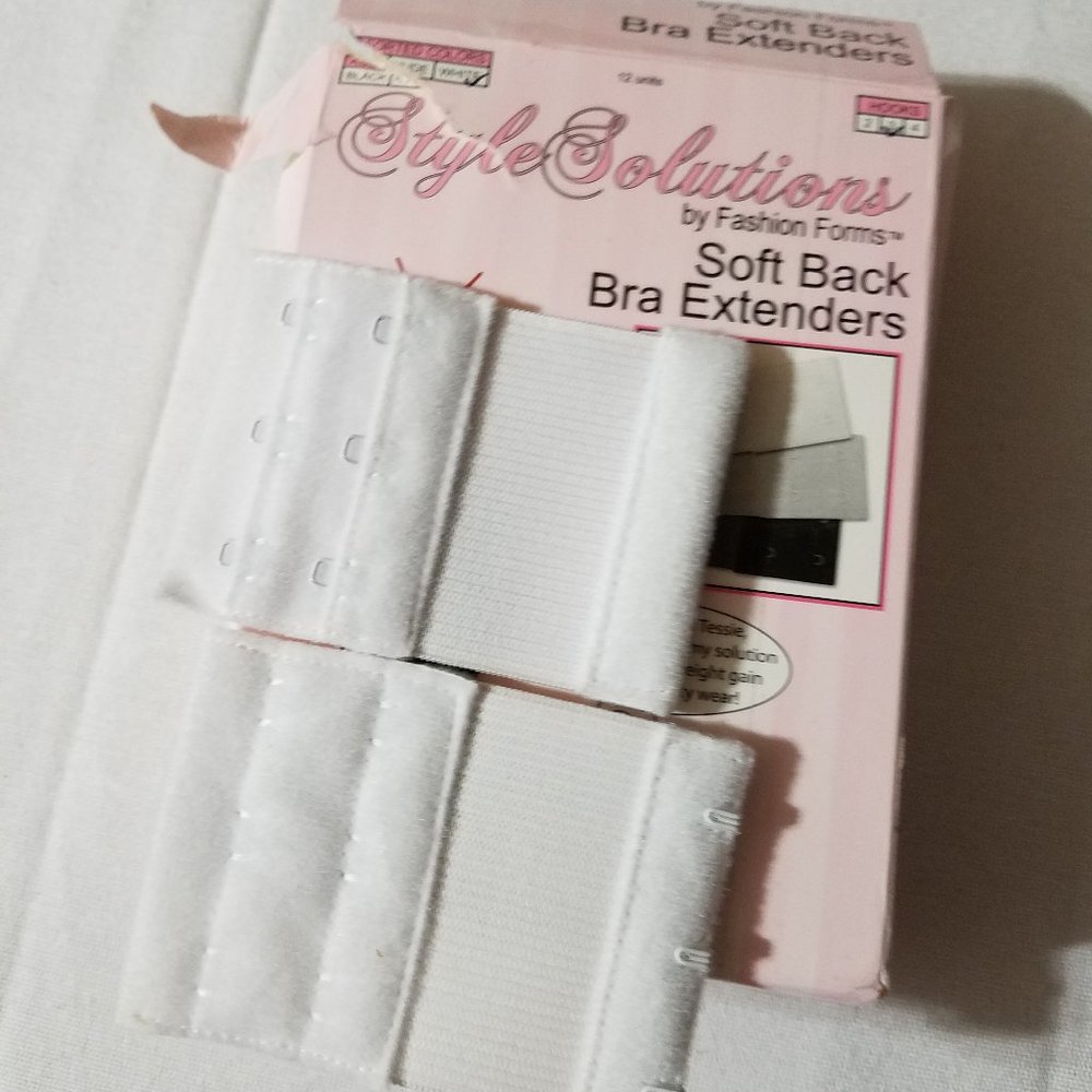 Style Solutions by Fashion Forms 3 hook Soft Back Bra Extenders NIB white 5 pair